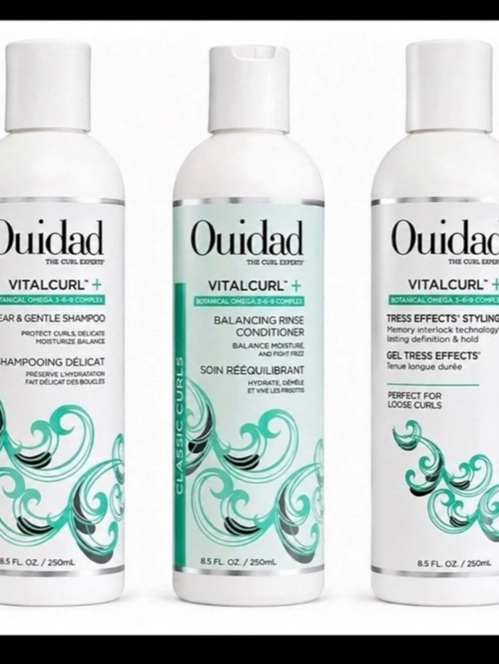 Ouidad VitalCurl+ Shampoo Conditioner & Styling Gel Set 8.5 fl oz Trio